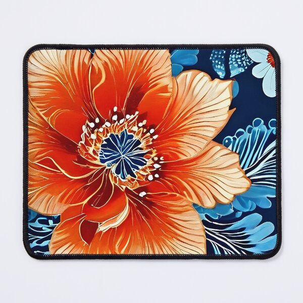 Item preview, BOHO BOTANICAL BAROQUE BOUQUET ~ Floral Flowers ~ Blue Orange Black ~ Anemone Cosmos designed and sold by Spinning Plates 360.