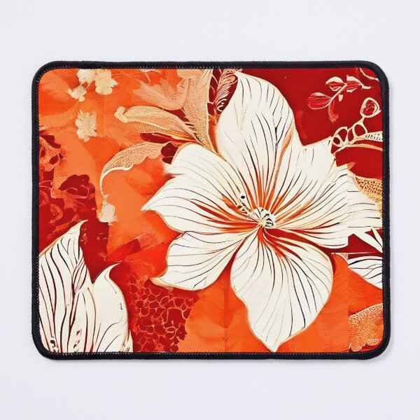 Item preview, BOHO BOTANICAL BAROQUE BOUQUET ~ Floral Flowers ~ White Cream Red ~ Hawaiian Hibiscus designed and sold by Spinning Plates 360.
