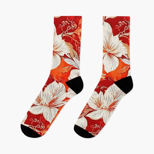 Item preview, BOHO BOTANICAL BAROQUE BOUQUET ~ Floral Flowers ~ White Cream Red ~ Hawaiian Hibiscus designed and sold by Spinning Plates 360.