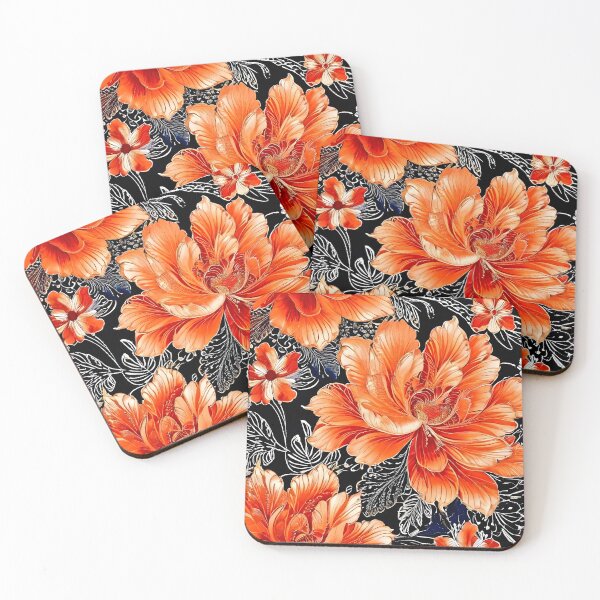 Item preview, BOHO BOTANICAL BAROQUE BOUQUET ~ Floral Flowers ~ Orange Black ~ Tulip Hibiscus designed and sold by Spinning Plates 360.