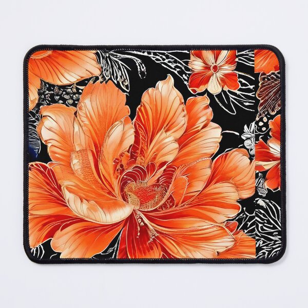 Item preview, BOHO BOTANICAL BAROQUE BOUQUET ~ Floral Flowers ~ Orange Black ~ Tulip Hibiscus designed and sold by Spinning Plates 360.
