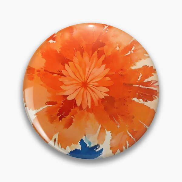 Item preview, BOHO BOTANICAL BAROQUE BOUQUET ~ Floral Flowers ~ Orange Blue ~ Japanese Sumi E Watercolors designed and sold by Spinning Plates 360.
