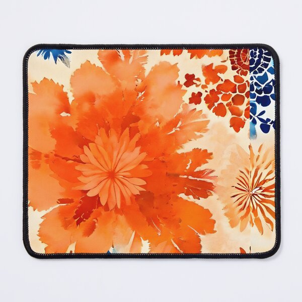 Item preview, BOHO BOTANICAL BAROQUE BOUQUET ~ Floral Flowers ~ Orange Blue ~ Japanese Sumi E Watercolors designed and sold by Spinning Plates 360.