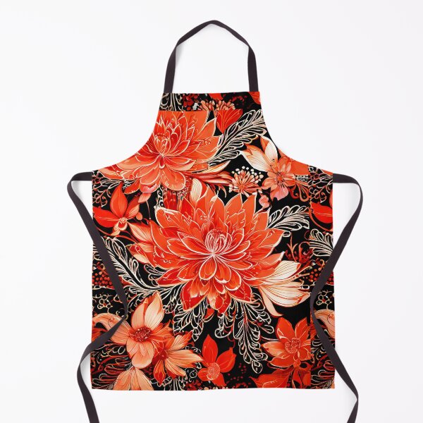 Item preview, BOHO BOTANICAL BAROQUE BOUQUET ~ Floral Flowers ~ Red Black ~ Asian Chyrsanthemum Mum Clematis designed and sold by Spinning Plates 360.
