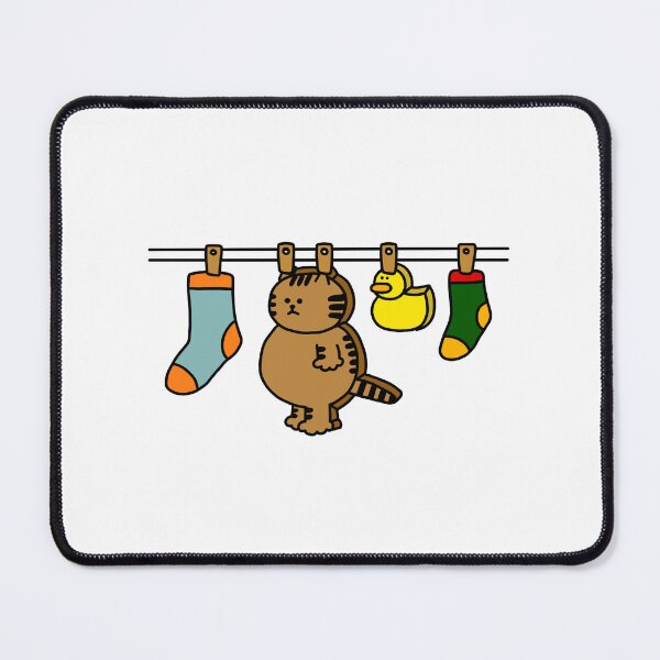 Item preview, a Cat toy and a Duck toy on the clothesline designed and sold by superbaechoo.