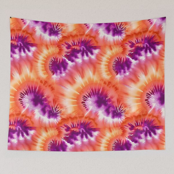 Item preview, 70s RETRO GROOVY TIE DYE ~ Juicy Orange Purple ~ Hippie Flower Power designed and sold by Spinning Plates 360.