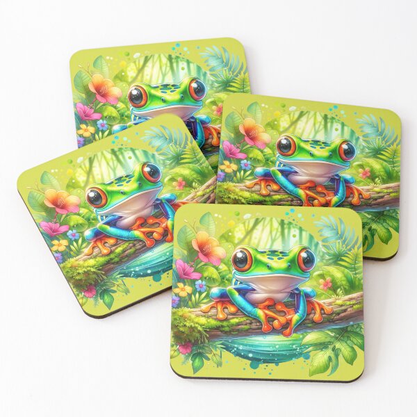 Item preview, Red Eyed Tree Frog Jungle Splash designed and sold by critterpatchusa.