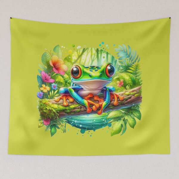 Item preview, Red Eyed Tree Frog Jungle Splash designed and sold by critterpatchusa.