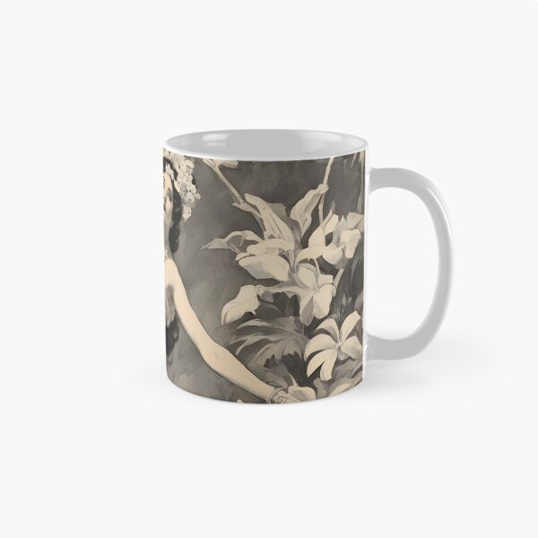 Item preview, VINTAGE HAWAIIAN GODDESS ~ Tropical Hawaii ~ Retro Black & White ~ Hawaiiana Woman Lady Art Poster Print designed and sold by Spinning Plates 360.