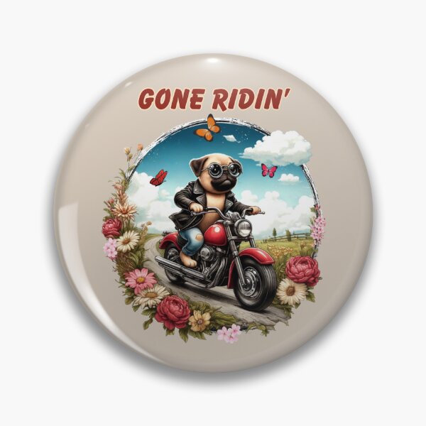 Item preview, Gone Ridin' Pug Cartoon designed and sold by critterpatchusa.