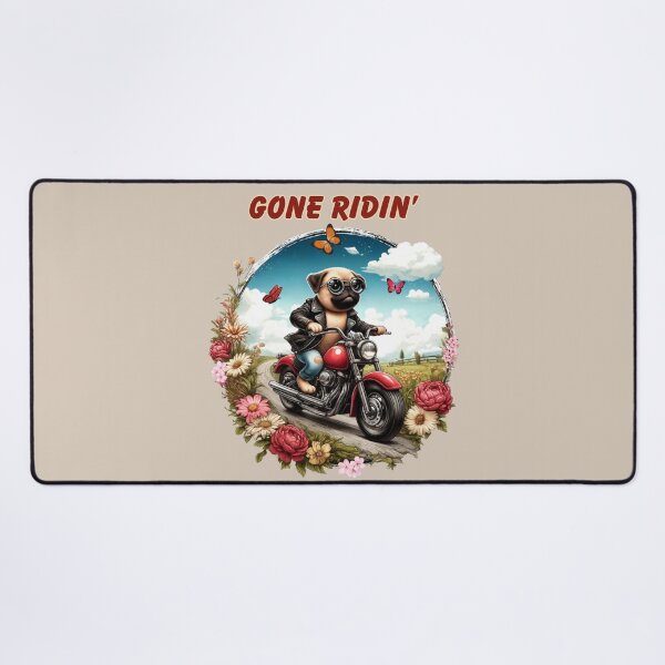 Item preview, Gone Ridin' Pug Cartoon designed and sold by critterpatchusa.