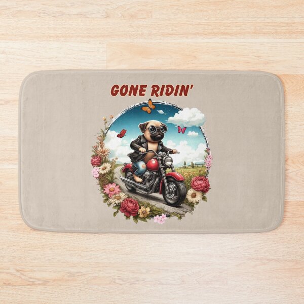 Item preview, Gone Ridin' Pug Cartoon designed and sold by critterpatchusa.