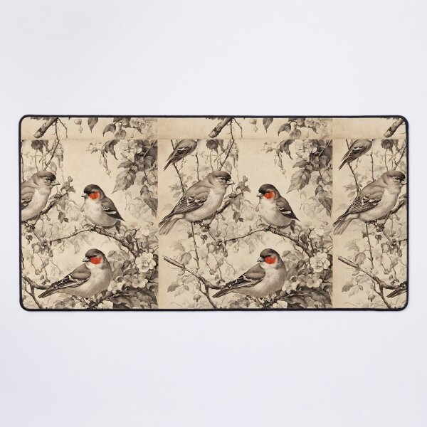 Item preview, VINTAGE FINCH BIRDS ~ English Garden ~ Retro Black & White ~ Bird Lovers Art Gift Art Poster Print designed and sold by Spinning Plates 360.
