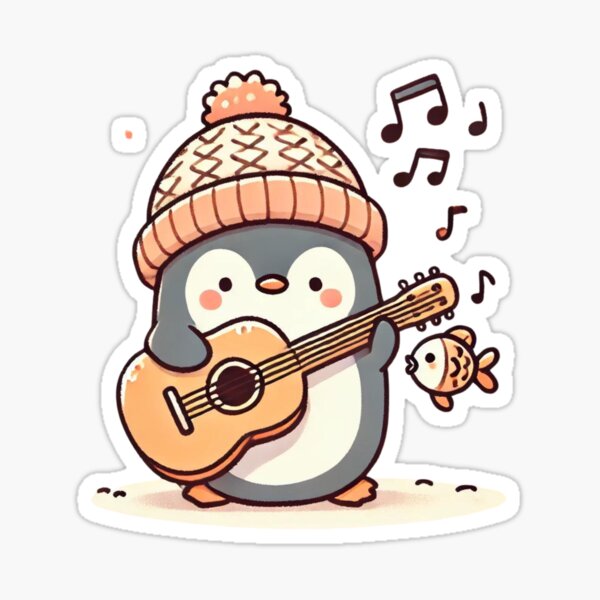 Item preview, Penguin Playing Guitar with Fish designed and sold by chakkria.