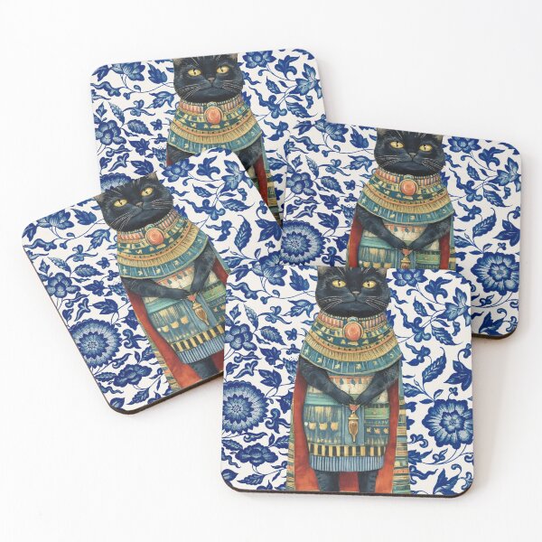 Item preview, Cat and Blue flower pattern designed and sold by supeart.