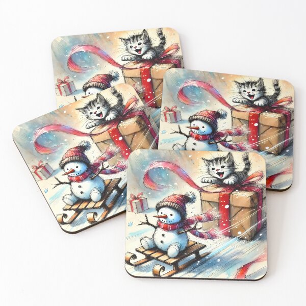Item preview, Playful Winter Kitten and Snowman Adventure designed and sold by Animepic222.