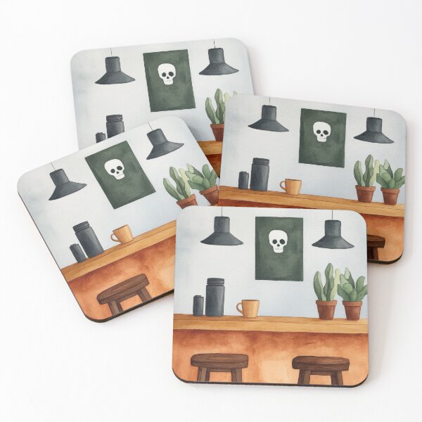 Item preview, Minimalist Cafe with Skull Decor designed and sold by WPCreator.