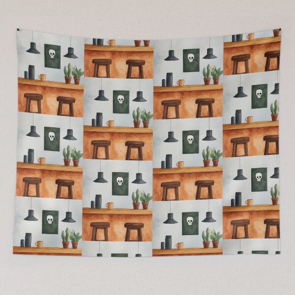 Item preview, Minimalist Cafe with Skull Decor designed and sold by WPCreator.