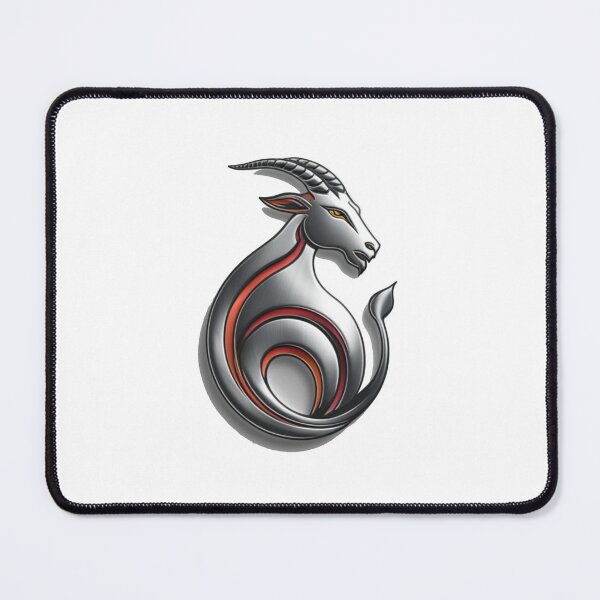Item preview, A silver goat with horns and a red stripe on its neck designed and sold by PWDigitalArt.