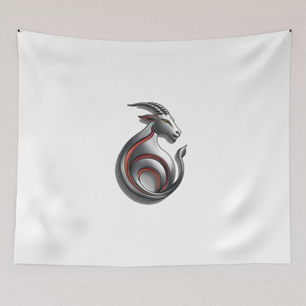 Item preview, A silver goat with horns and a red stripe on its neck designed and sold by PWDigitalArt.