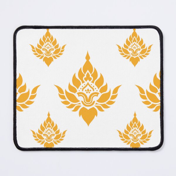 Item preview, Traditional Thai fabric pattern design with golden floral motifs  designed and sold by ploen kongsuwan.