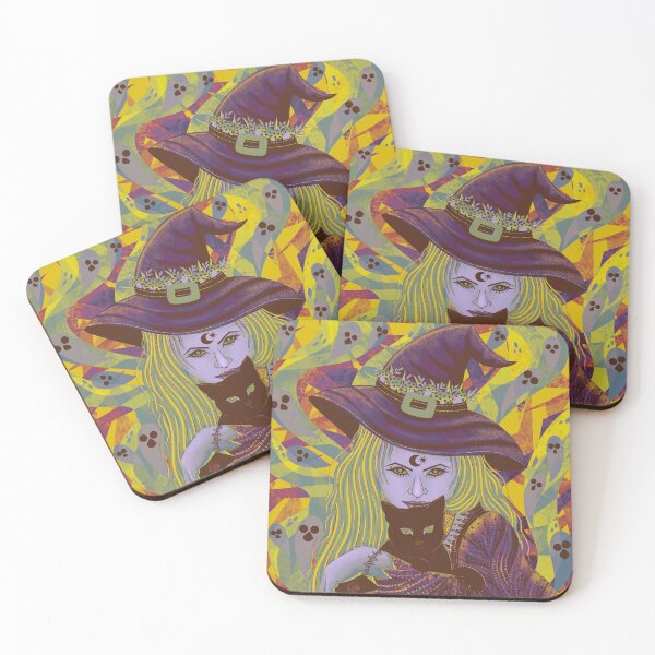 Item preview, Beautiful witch with scary cat yellow designed and sold by Kaushlydraw.