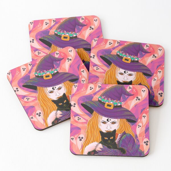 Item preview,  Beautiful witch with scary cat orange designed and sold by Kaushlydraw.