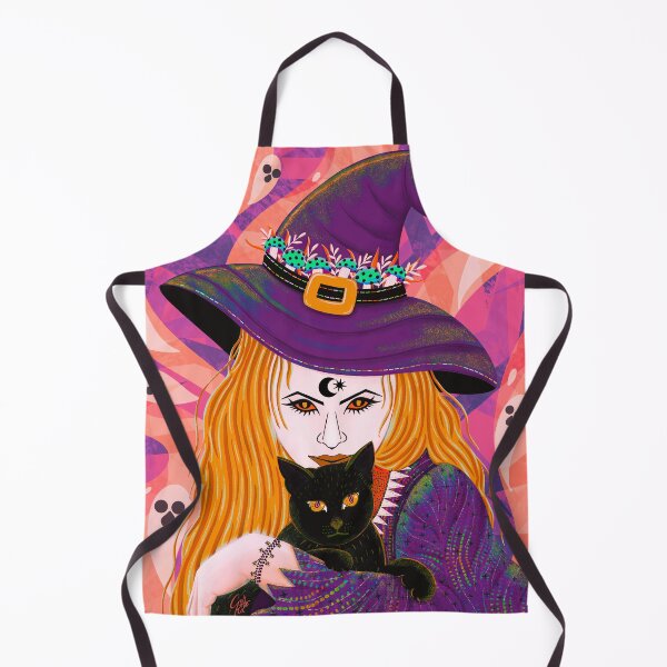 Item preview, Beautiful witch with scary cat orange designed and sold by Kaushlydraw.