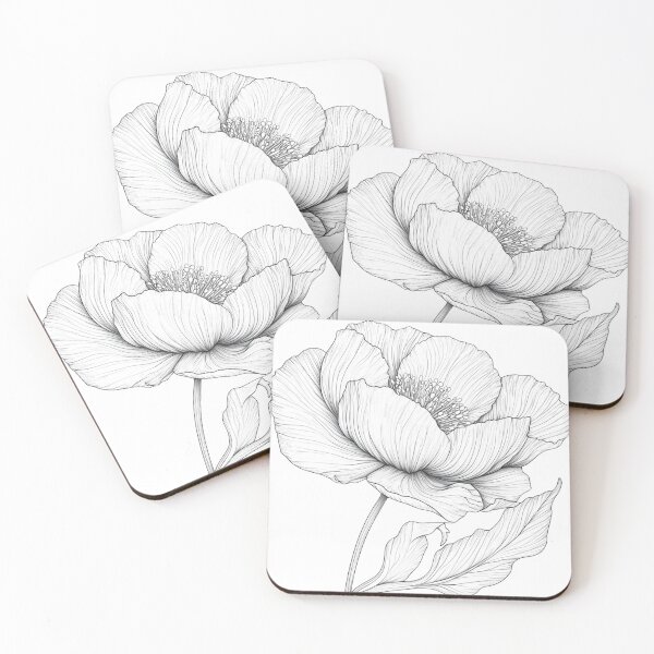 Item preview, Detailed Line Drawing of an Elegant Flower designed and sold by Fab-Haven.