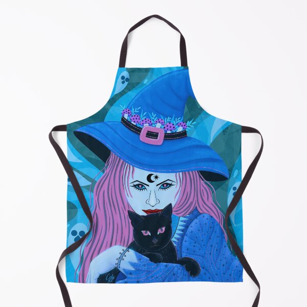 Item preview, Beautiful witch with scary cat - luminous blue designed and sold by Kaushlydraw.