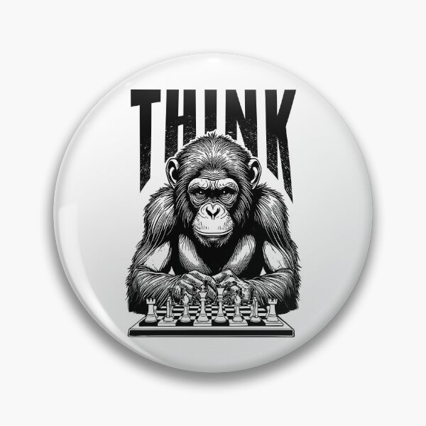 Item preview, Monkey Playing Chess Think Funny Checkmate Chimp Ape designed and sold by GrandeDuc.