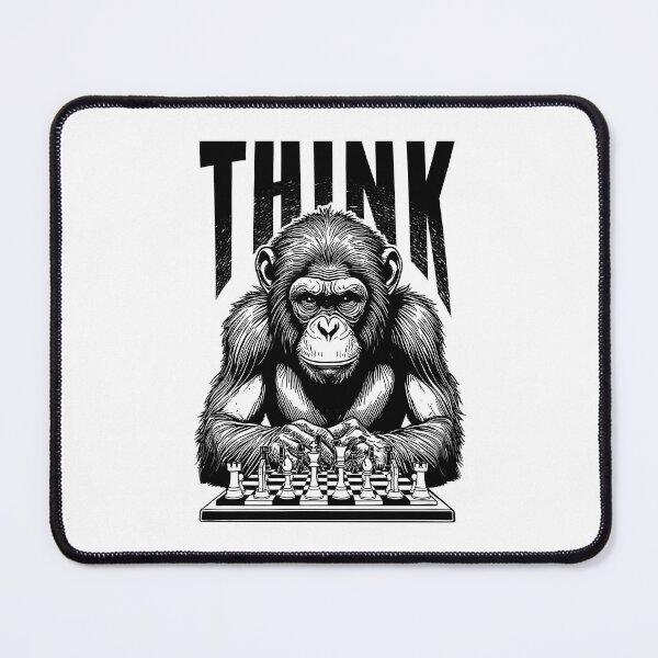 Item preview, Monkey Playing Chess Think Funny Checkmate Chimp Ape designed and sold by GrandeDuc.