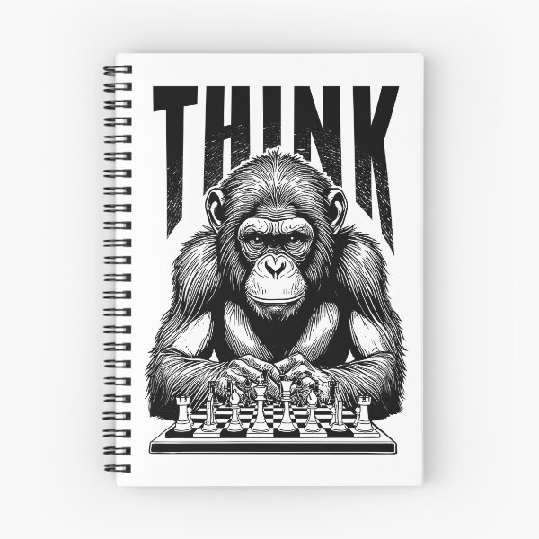 Item preview, Monkey Playing Chess Think Funny Checkmate Chimp Ape designed and sold by GrandeDuc.
