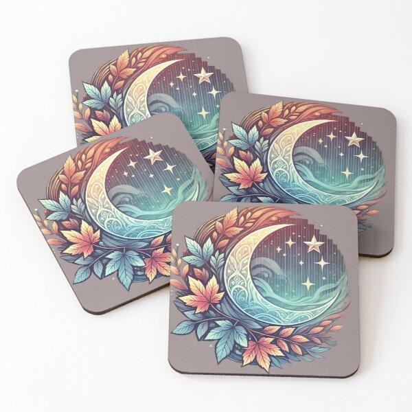 Item preview, “Mystical Crescent Moon & Autumn Leaves - Dreamy Fall Design” designed and sold by CreationbyNiki.