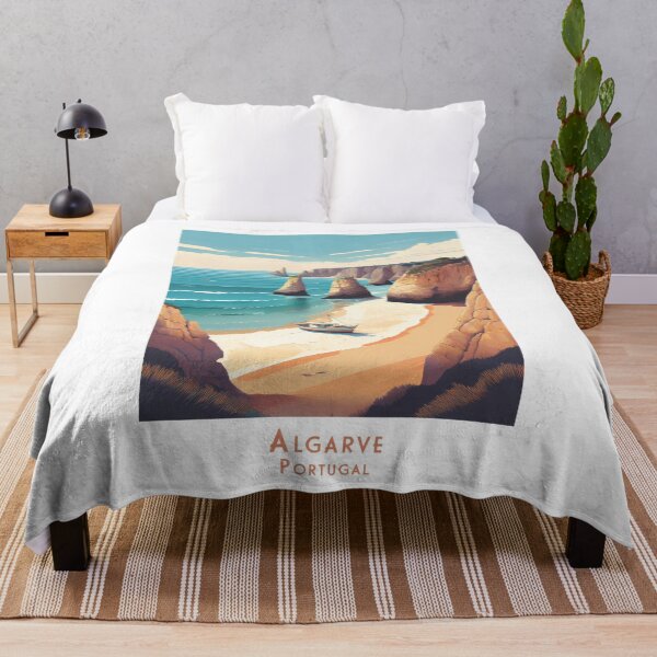 Item preview, Retro Algarve travel poster – Vintage minimalist travel art poster with fishing boat designed and sold by pod24.