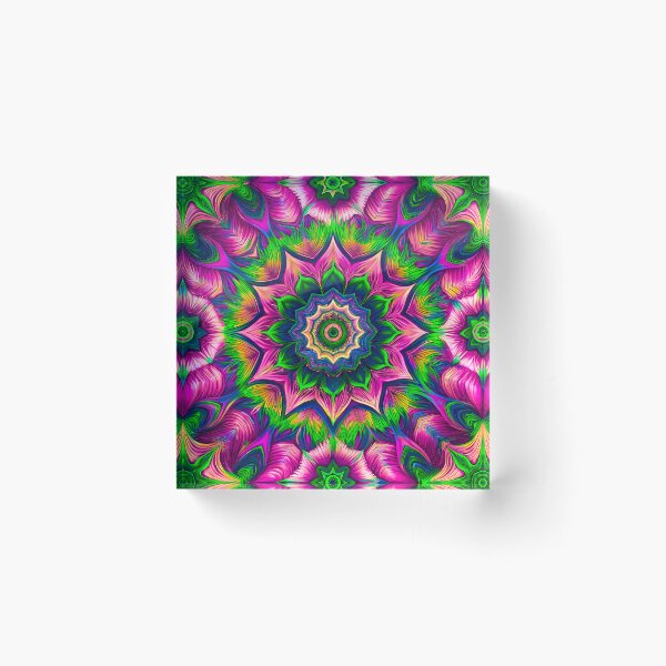 Item preview, Kaleidoscope pattern, color mandala pink and green designed and sold by patterncrow.
