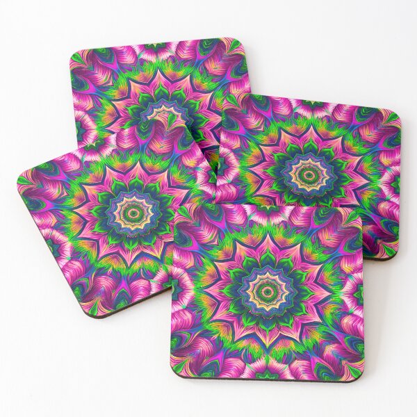 Item preview, Kaleidoscope pattern, color mandala pink and green designed and sold by patterncrow.