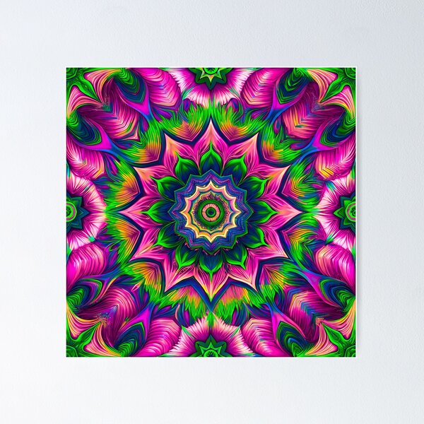 Item preview, Kaleidoscope pattern, color mandala pink and green designed and sold by patterncrow.