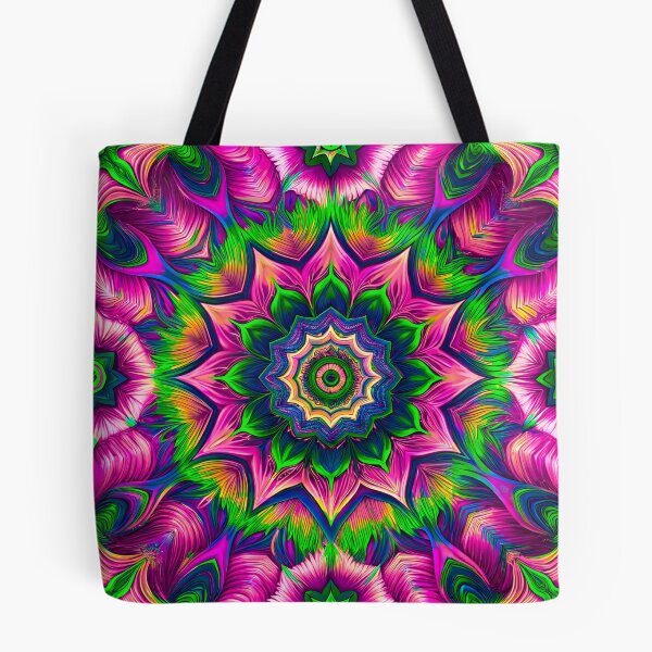 Item preview, Kaleidoscope pattern, color mandala pink and green designed and sold by patterncrow.