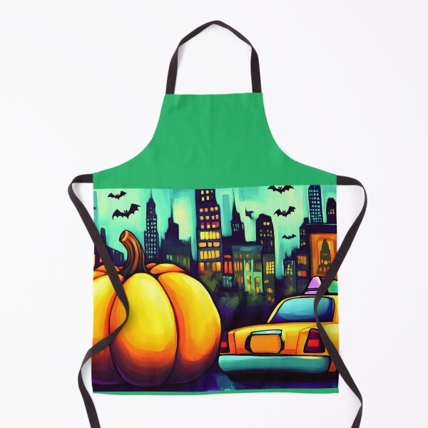 Item preview, Giant Pumpkin with Yellow Taxi and New York City Skyline- Bats Flying in the Night Sky for Halloween AI Generated designed and sold by OlfactoART Studio.