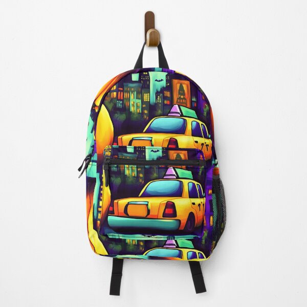 Item preview, Giant Pumpkin with Yellow Taxi and New York City Skyline- Bats Flying in the Night Sky for Halloween AI Generated designed and sold by OlfactoART Studio.
