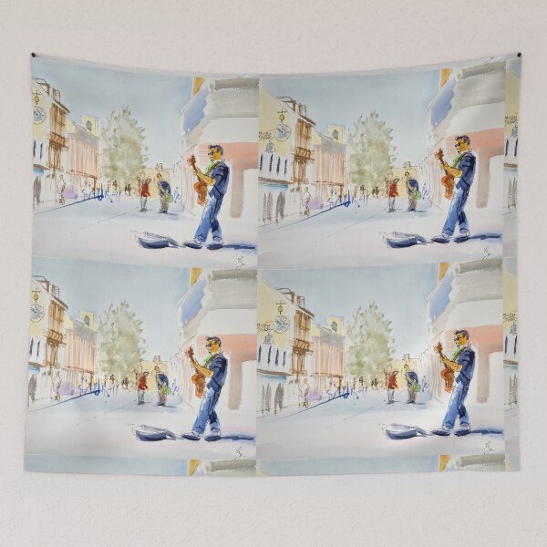 Item preview, Busker With Guitar Painting designed and sold by MikeJory.
