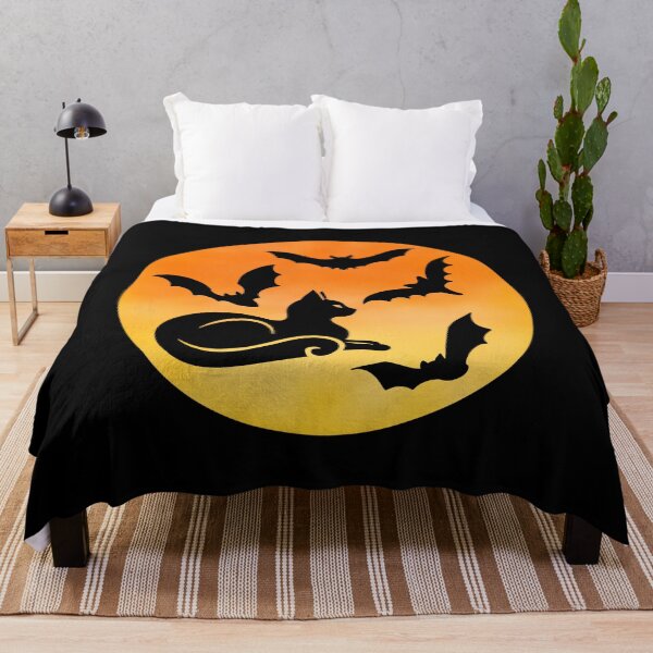 Item preview, Black cat with bats Halloween full moon designed and sold by MatysDesign.