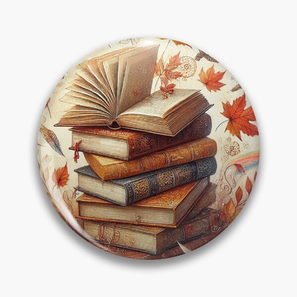 Item preview, Whimsical Autumn Stack of Books with Flying Leaves designed and sold by MolliesBoutique.