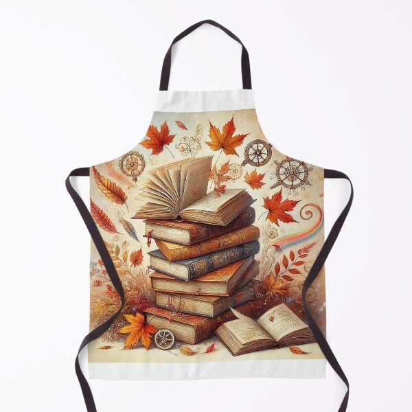 Item preview, Whimsical Autumn Stack of Books with Flying Leaves designed and sold by MolliesBoutique.