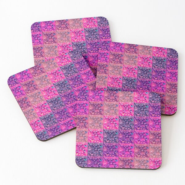Item preview, NOT REAL Patchwork, JUST Patchwork LOOK Design PRINT Girly Butterflies in Pink Lilac Purple  designed and sold by Beachy.