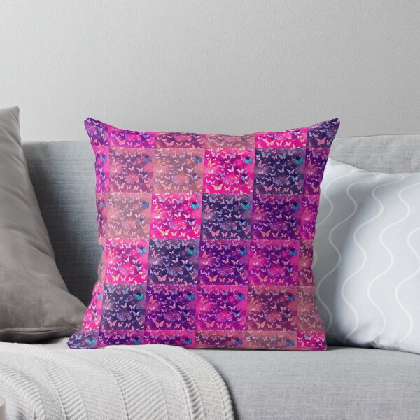 Item preview, NOT REAL Patchwork, JUST Patchwork LOOK Design PRINT Girly Butterflies in Pink Lilac Purple  designed and sold by Beachy.