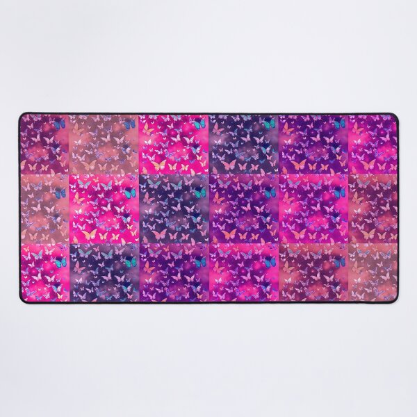 Item preview, NOT REAL Patchwork, JUST Patchwork LOOK Design PRINT Girly Butterflies in Pink Lilac Purple  designed and sold by Beachy.