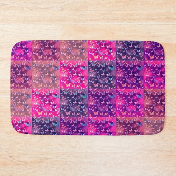 Item preview, NOT REAL Patchwork, JUST Patchwork LOOK Design PRINT Girly Butterflies in Pink Lilac Purple  designed and sold by Beachy.