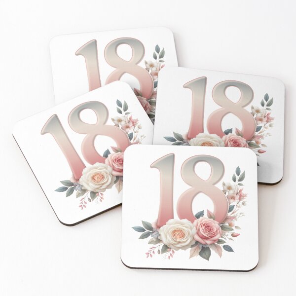Item preview, 18th Birthday, floral, number 18, girl’s designed and sold by iclipart.